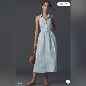 NWT $248 Reformation Tace Linen Midi Shirt Dress 8